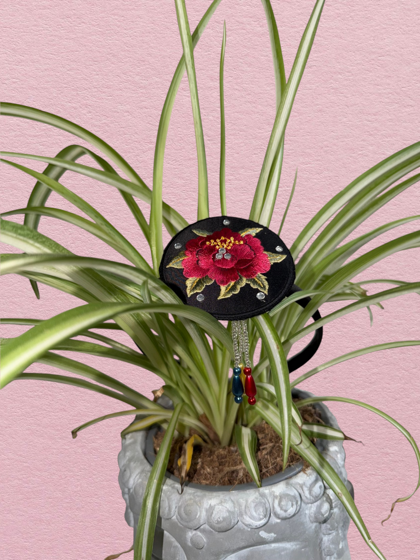 Serre-tête HWAGWAN Fleurs & Perle - vue de face plante